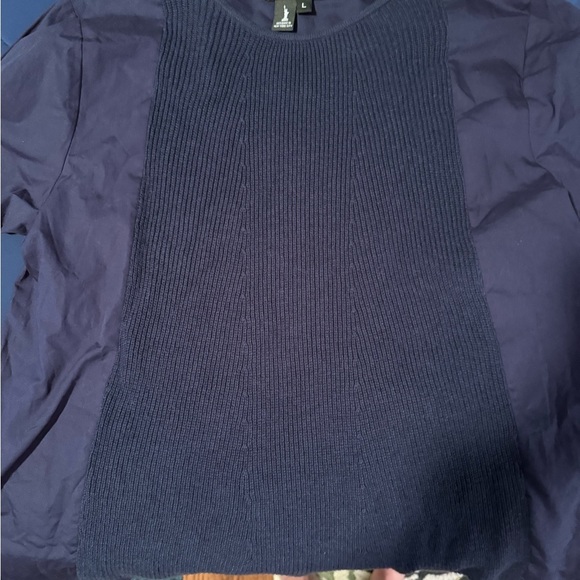Peace of Cloth Cotton/Cashmere Navy Top, Size L - Picture 8 of 9